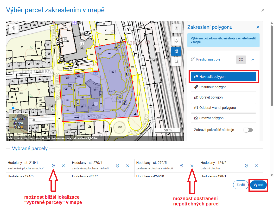 Obrázek 5a: Zakreslení zájmového území