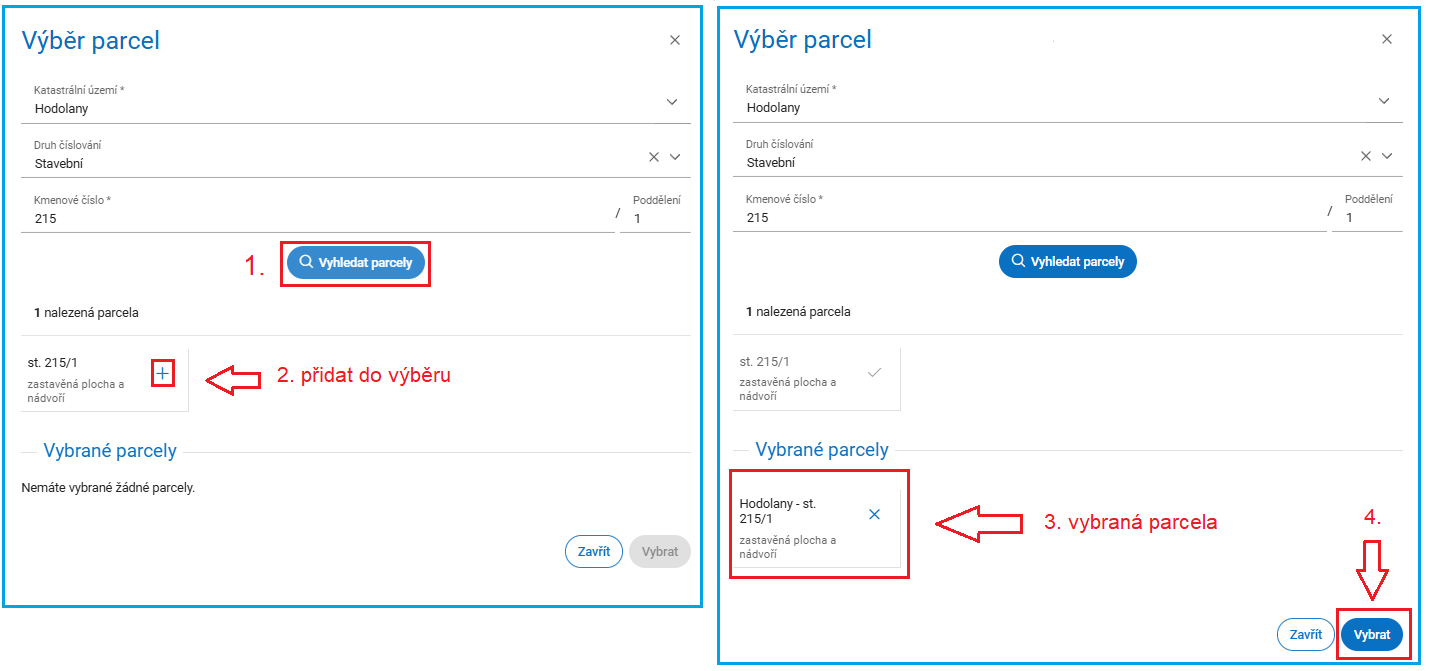 Obrázek 5b: Výběr parcel pro zájmové území