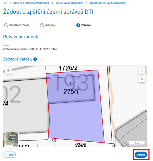 Obrázek 9: Závěrečné odeslání žádosti